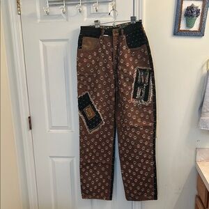 Y2K DAMAGE Patchwork Carpenter Pants Floral Grunge Boho 32x32 - Unique